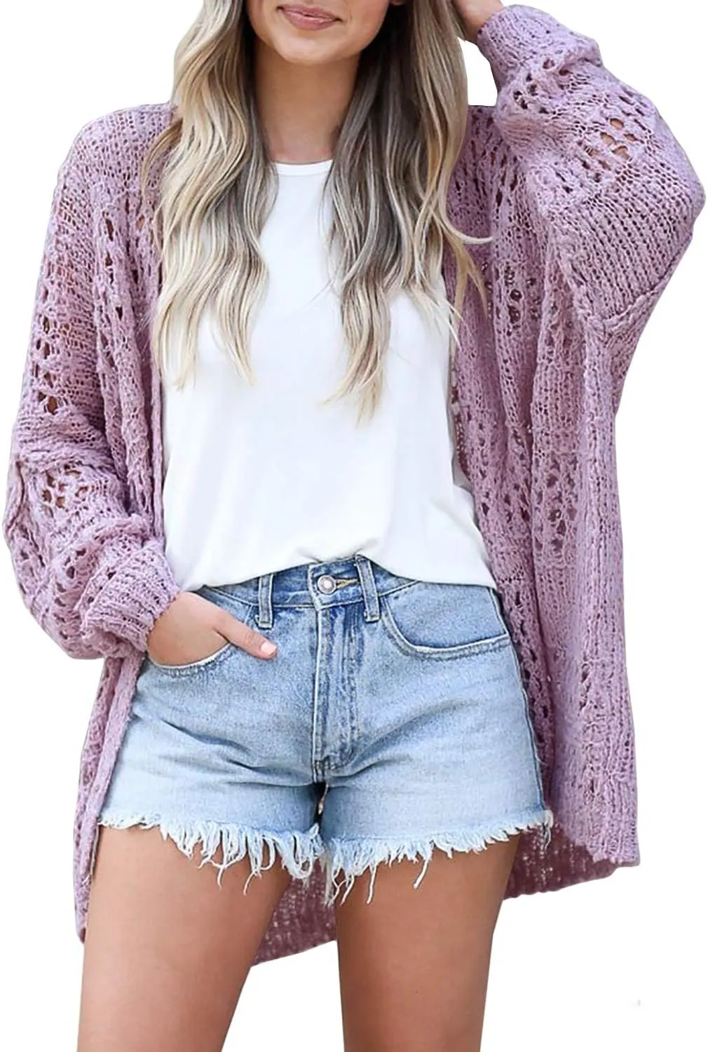 Lightweight Summer Cardigan for Women Spring Netted Crochet Cardigans Sweaters