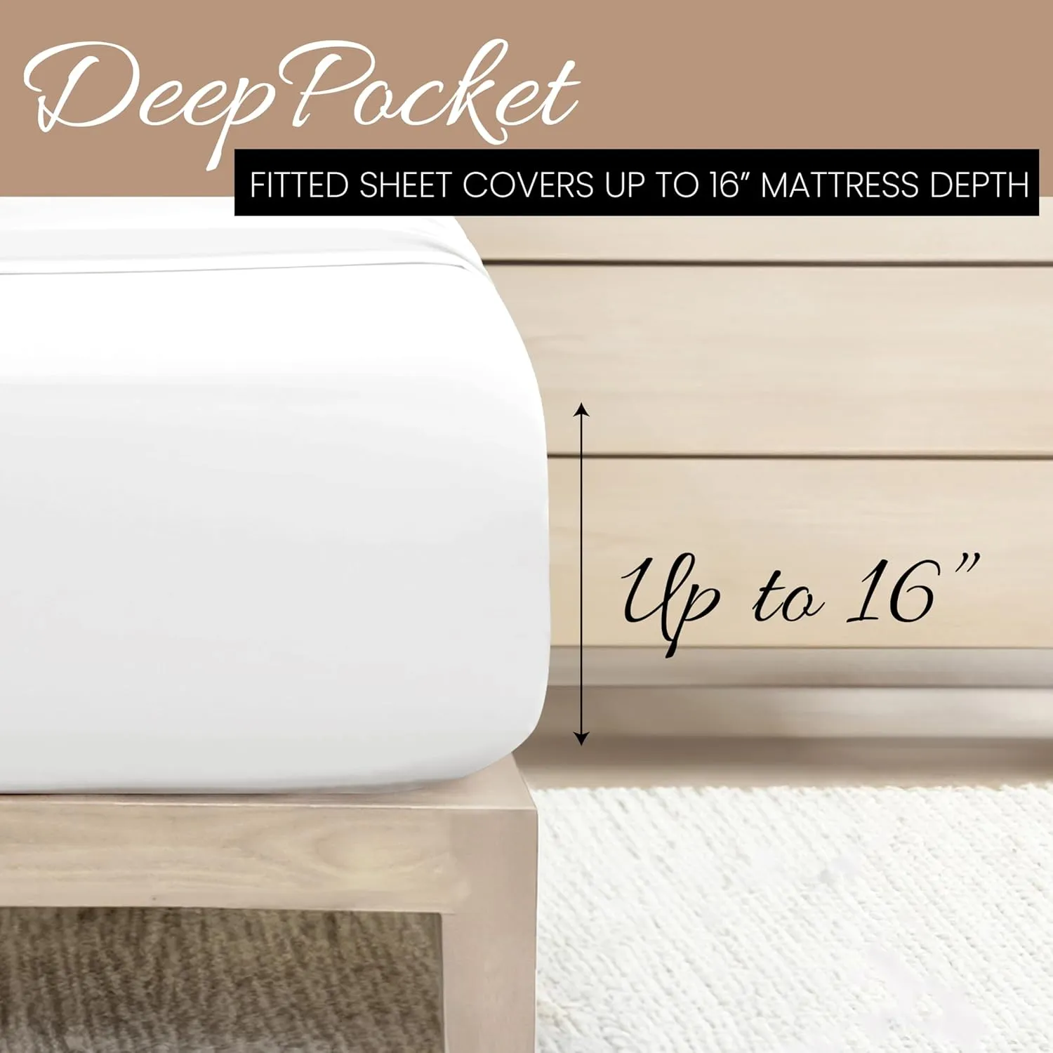 Linen Market Double-Brushed Microfiber Queen Sheet Set 4 Piece – Oeko-TEX Certified Ultra Soft & Wrinkle-Free - 16" Deep Pocket Sheets - Easy Care Queen Size - White