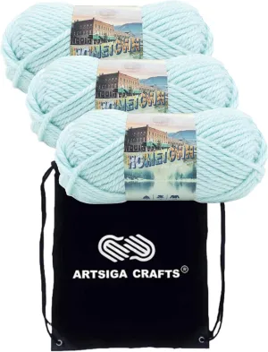 Lion Brand Hometown Louisville Julep 135-117 (3-Skeins - Same Dye Lot) #6 S Bulky Acrylic Yarn for Crocheting and Knitting with Project Bag