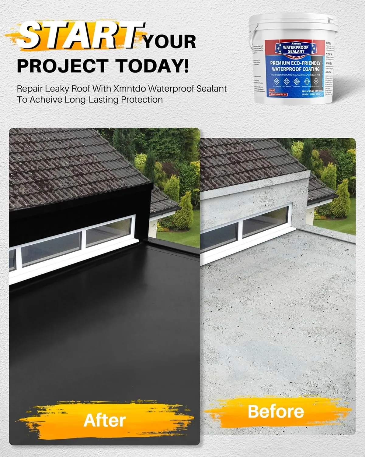 Liquid Waterproof Sealant, Multi-Surface Leak Repair Indoor and Outdoor Waterproof Coating, Water-Based and Fast Drying, Easy to Apply - 0.4Gallon, Black