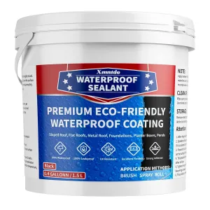 Liquid Waterproof Sealant, Multi-Surface Leak Repair Indoor and Outdoor Waterproof Coating, Water-Based and Fast Drying, Easy to Apply - 0.4Gallon, Black
