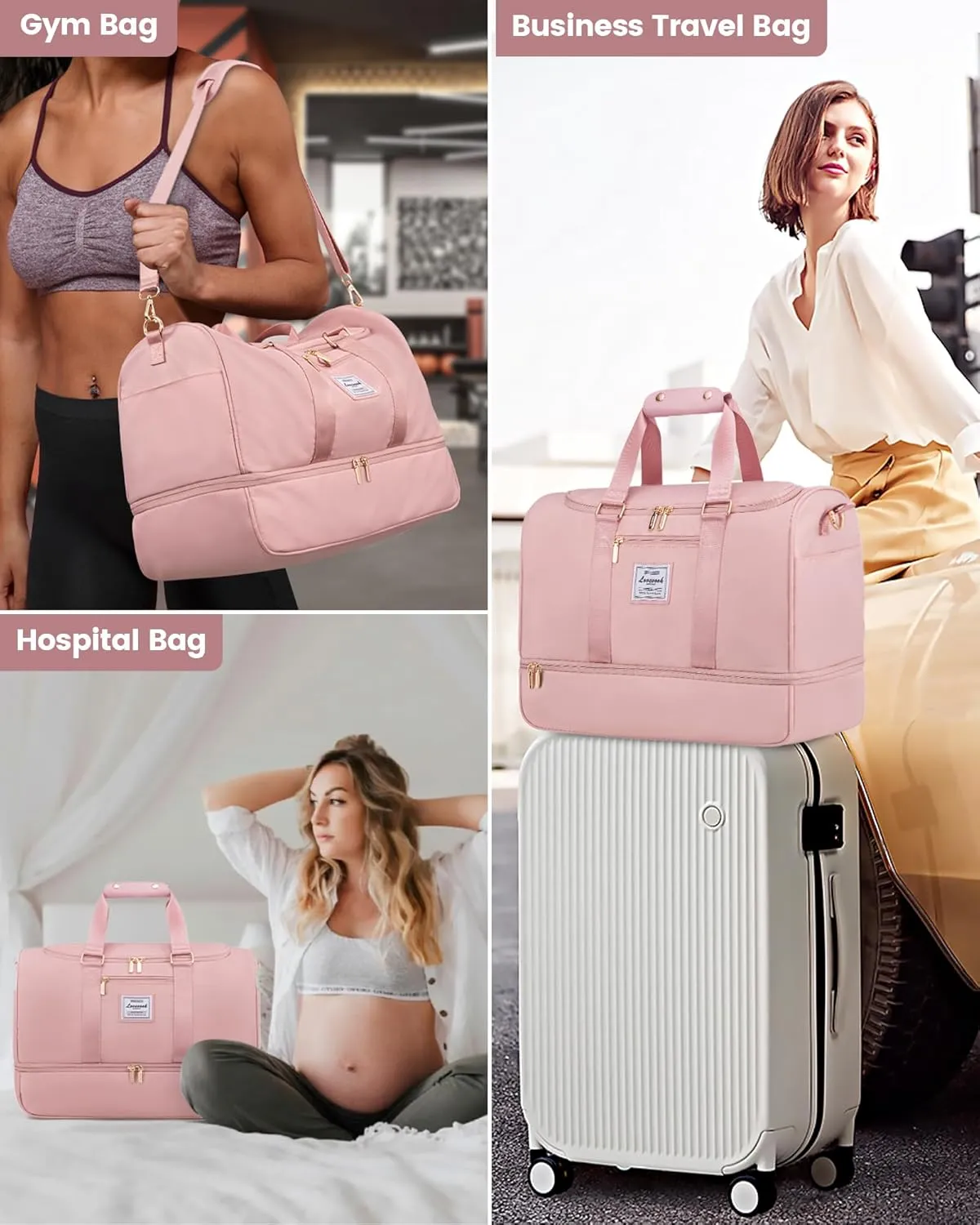 LOVEVOOK Gym bag for Women,Weekender Overnight Bag with Shoe Compartment, Personal Item Travel Duffle Bag with Toiletry Bag & Wet Pocket, Carry on Duffel Bags, Hospital Bags for Labor and Delivery