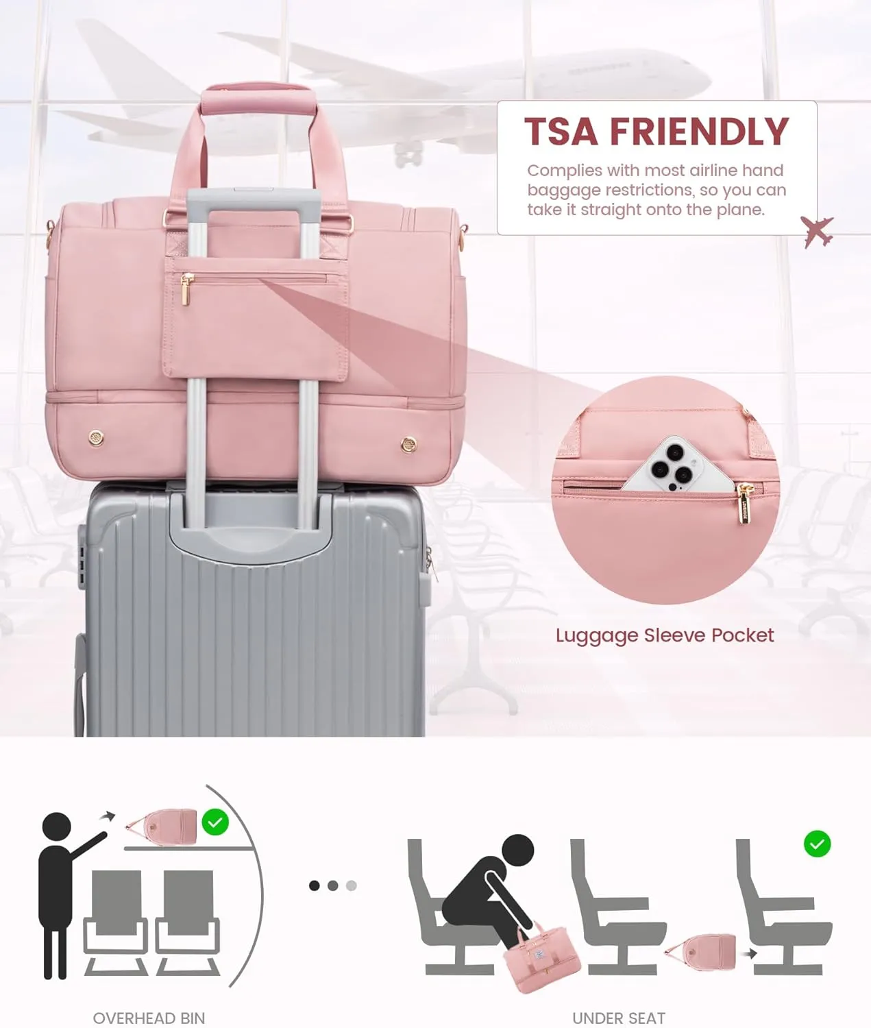 LOVEVOOK Gym bag for Women,Weekender Overnight Bag with Shoe Compartment, Personal Item Travel Duffle Bag with Toiletry Bag & Wet Pocket, Carry on Duffel Bags, Hospital Bags for Labor and Delivery