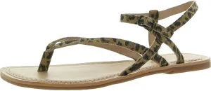 Lucky Brand Womens Bylee Faux Leather Flat Sandals Brown 7.5 Medium (B,M)