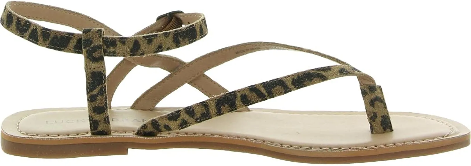 Lucky Brand Womens Bylee Faux Leather Flat Sandals Brown 7.5 Medium (B,M)