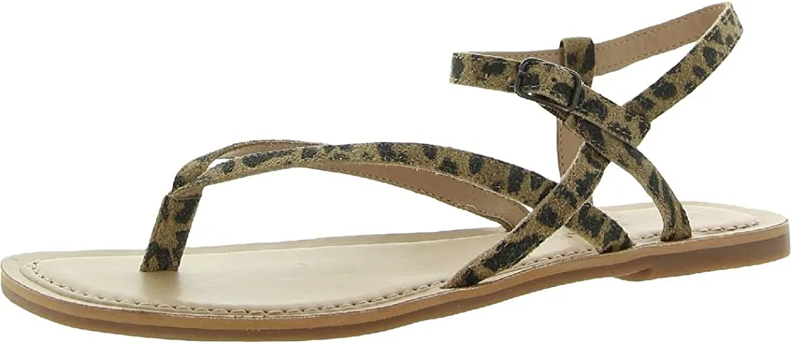 Lucky Brand Womens Bylee Faux Leather Flat Sandals Brown 7.5 Medium (B,M)