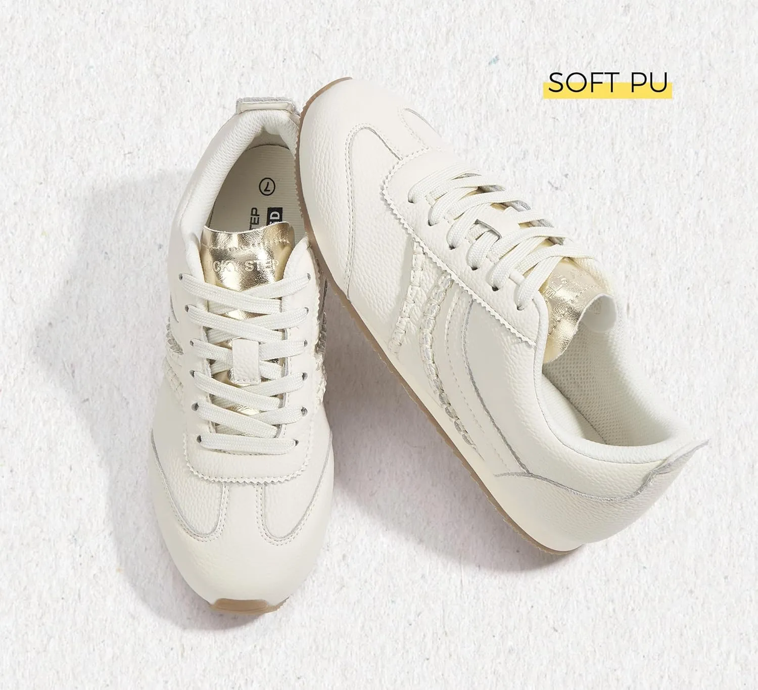 LUCKY STEP Women's Fashion Sneakers Low Profile Trending Lightweight Comfortable Casual Walking Workout Retro Athletic Low Top Tennis Shoes