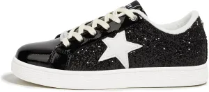 LUCKY STEP Women's Fashion Star Sneaker Lace Up Low Top Comfortable Cushioned Walking Shoes