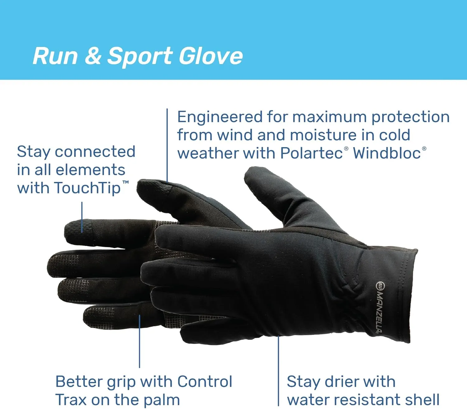 Manzella Men's Intrepid Polartec Windbloc Touchtip