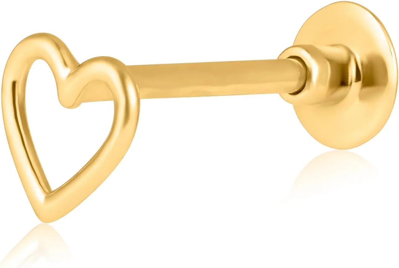 MAX   STONE Solid 14K Gold Single Comfy Flat Back Cartilage Gold Stud Earrings for Women | Hypoallergenic Cubic Zirconia Flatback Stud Earrings | Helix Tragus Piercing Jewelry