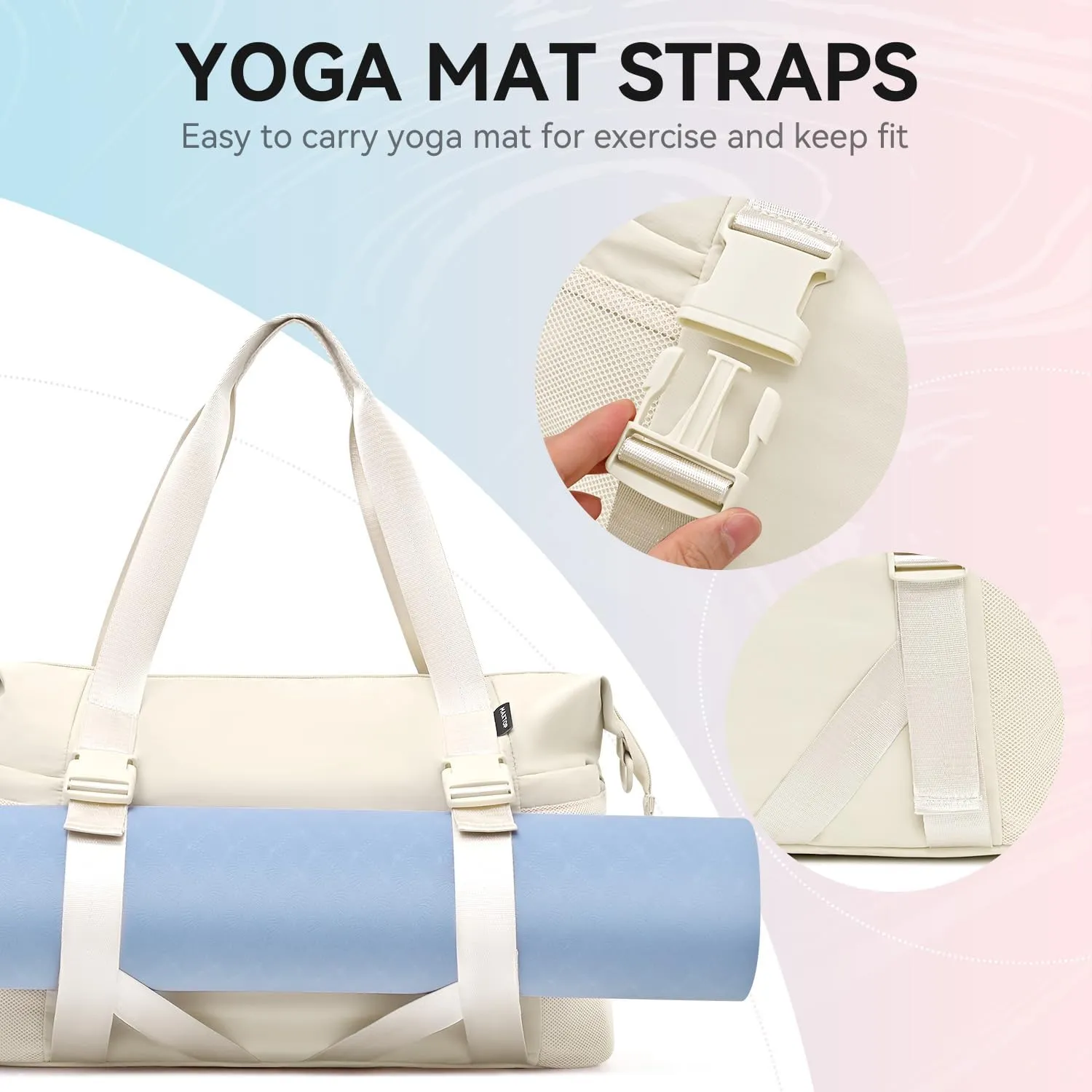MAXTOP Women's Gym Yoga Duffle Bag with Shoe Pouch,Multi-Purpose Overnight Travel Bag for Gym,Work, Dance, Sports