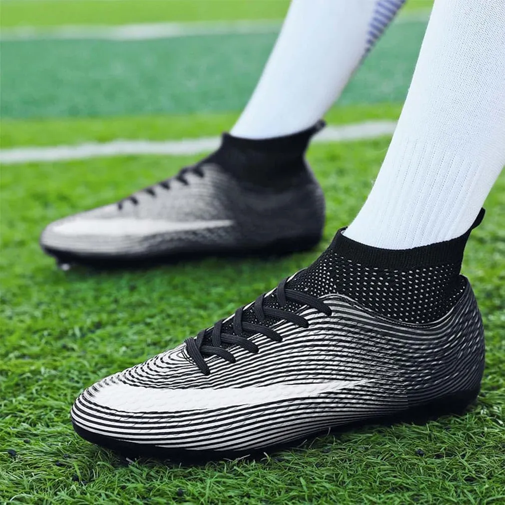 MEBAMY Men's Soccer Shoes Cleats Professional High-Top Breathable Athletic Football Boots Outdoor/Indoor Professional Futsal Football Training Sneakers