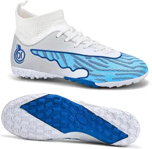 MEBAMY Men's Soccer Shoes Cleats TF High Tops Football Boots for Kids Outdoor Professional Training Athletic Turf Sneaker Rubber Sole