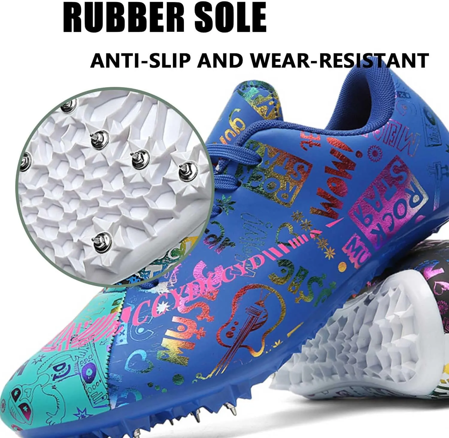 MEBAMY Mens Womens Boys Girls Spikes Athletics Racing Running Shoes Track and Field Sneaker Green