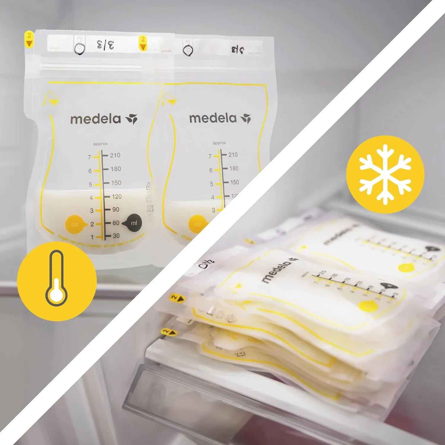 Medela Easy Pour Breastmilk Storage Bags 200 Count 7oz/210ml Disposable, Leakproof, Fast Freeze, Breast Milk Protection Recyclable & BPA Free