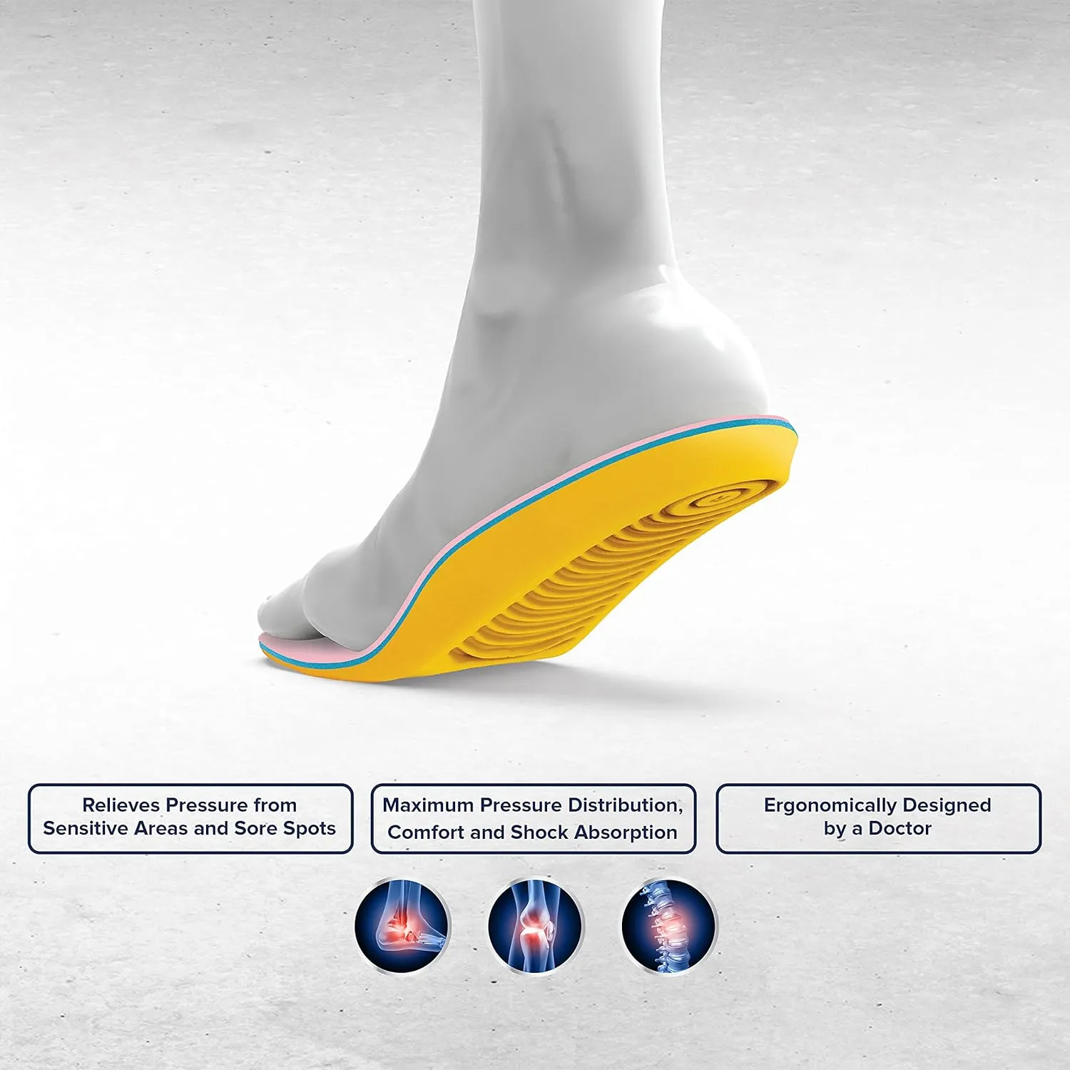 MEGAComfort Personal Anti-Fatigue Mat Diabetic Shoe Inserts, Size M14-15, Memory Foam Insoles, Shock Absorption, Ergonomically Designed, Reduce Pain and Improve Balance