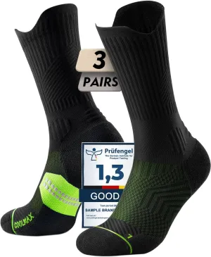 Mens Bamboo Viscose Coolmax Crew Compression Running Socks Athletic Hiking Workout Moisture Wicking Anti-Blister