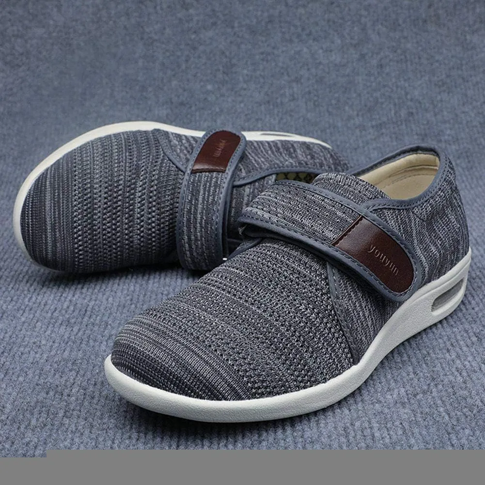 Mens Diabetic Edema Shoes Adjustable Strap Comfy Wide Widths Walking Sneakers Easy On/Off with 3 Pairs Insoles Replacement for Support Elderly Swelling Feet