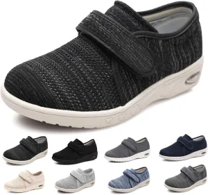 Mens Diabetic Edema Shoes Extended Widths,Extra Wide Widths Walking Edema Sneakers Adjustable Strap Easy On/Off with 3 Pairs Insoles Replacement