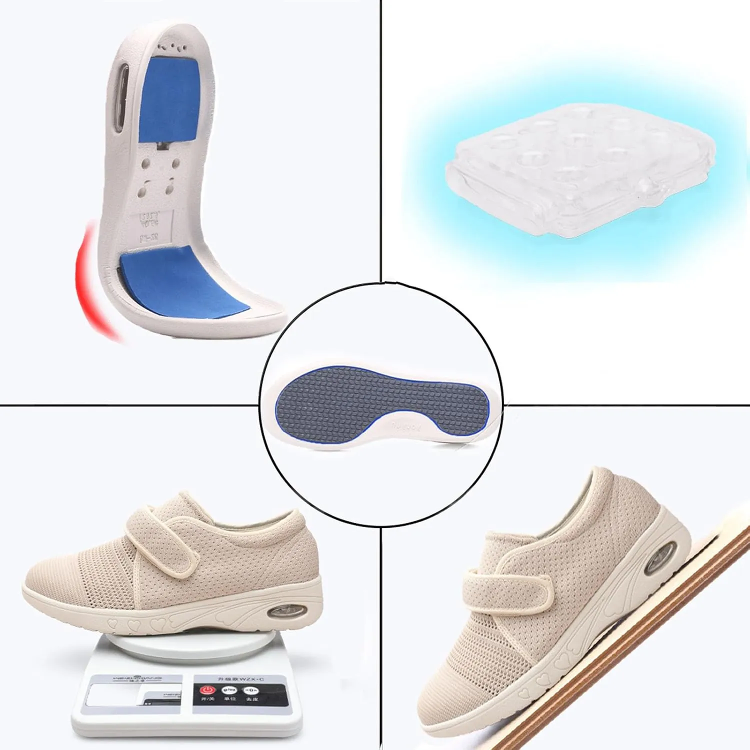Mens Diabetic Edema Shoes Extended Widths,Extra Wide Widths Walking Edema Sneakers Adjustable Strap Easy On/Off with 3 Pairs Insoles Replacement