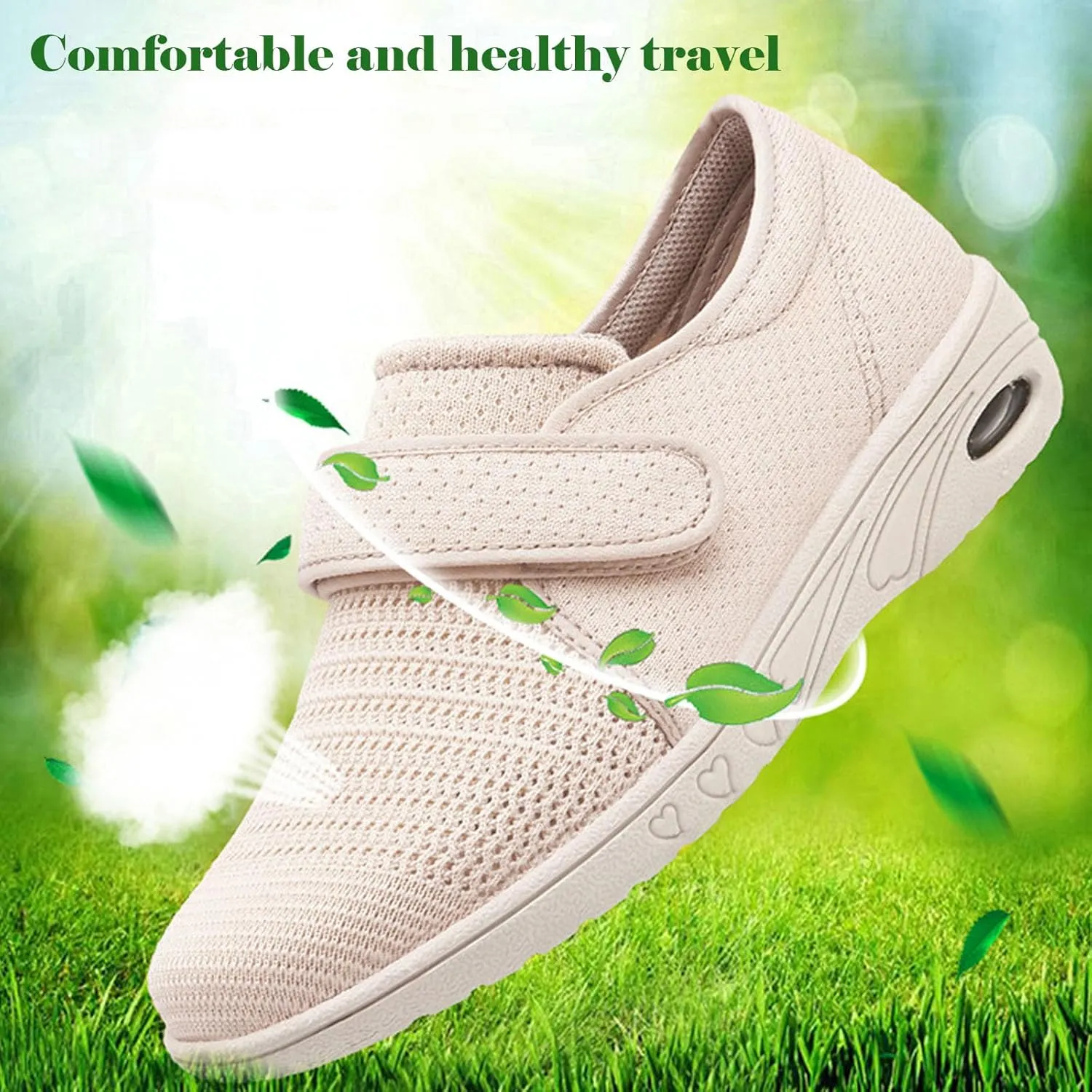 Mens Diabetic Edema Shoes Extended Widths,Extra Wide Widths Walking Edema Sneakers Adjustable Strap Easy On/Off with 3 Pairs Insoles Replacement