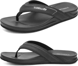 Mens Flip Flops With Arch Support Ultra Soft Cushion Footbed Durable Outsole Comfortable Summer Beach Thong Sandals Yoga Foam Cushion Slip on Slippers