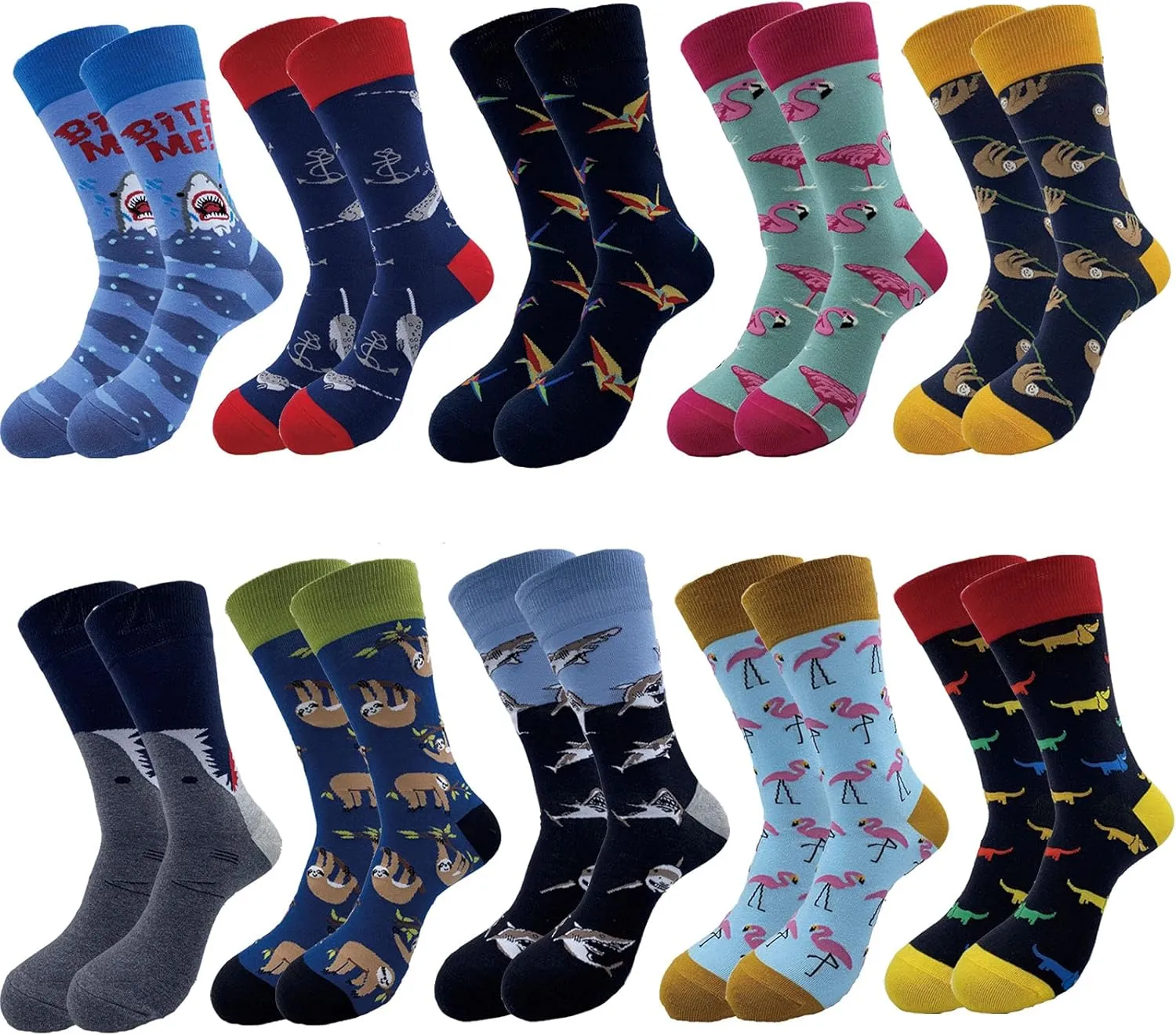 Men's Fun Set Dress Socks-Colorful Funny Novelty Cotton Funky Crew Socks Pack,Art Socks
