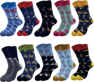 Men's Fun Set Dress Socks-Colorful Funny Novelty Cotton Funky Crew Socks Pack,Art Socks