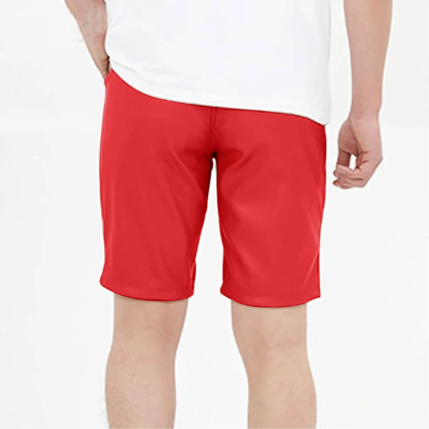 Men's Leather Shorts Outdoor Classic Fit Beach Shorts with Pockets Plain Summer Lightweight Camping Hiking Shorts