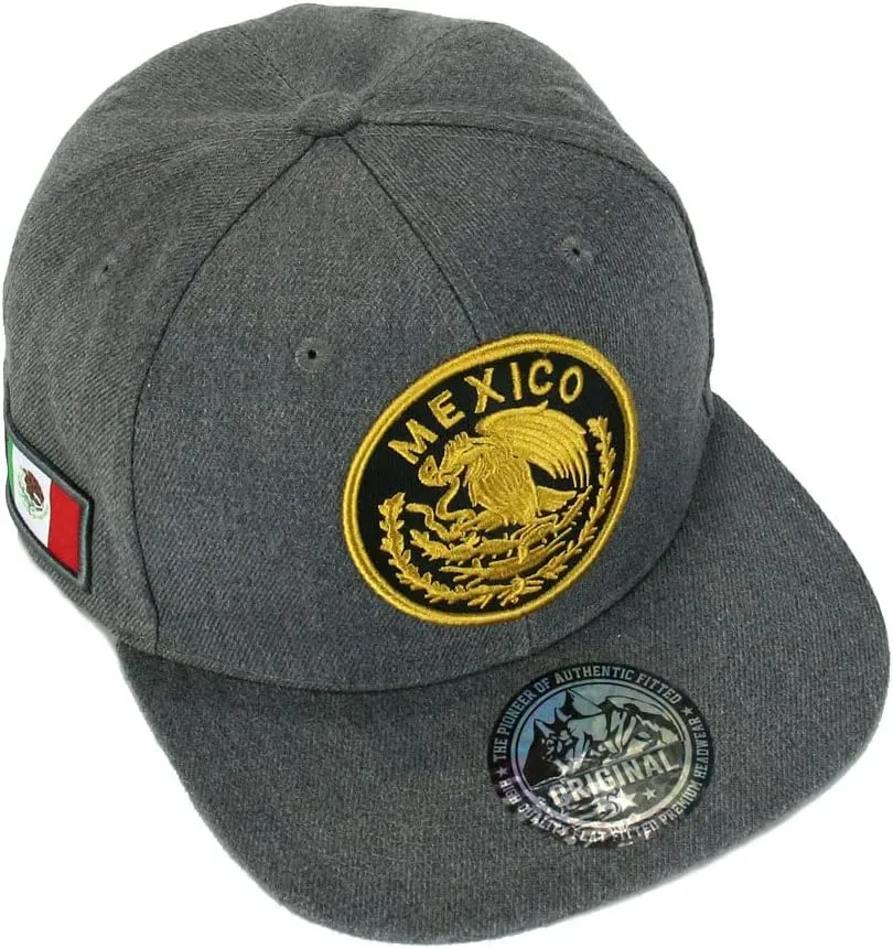 Mexican Hat Mexico Eagle Federal Logo Embroidery Snapback Flat Bill Baseball Cap