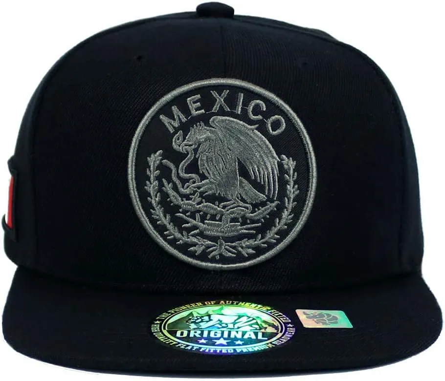 Mexican Hat Mexico Eagle Federal Logo Embroidery Snapback Flat Bill Baseball Cap