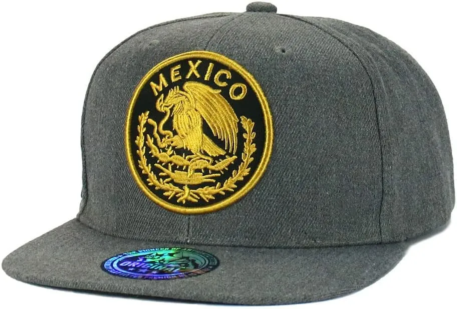 Mexican Hat Mexico Eagle Federal Logo Embroidery Snapback Flat Bill Baseball Cap