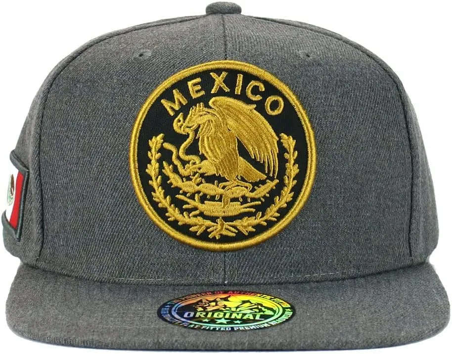 Mexican Hat Mexico Eagle Federal Logo Embroidery Snapback Flat Bill Baseball Cap