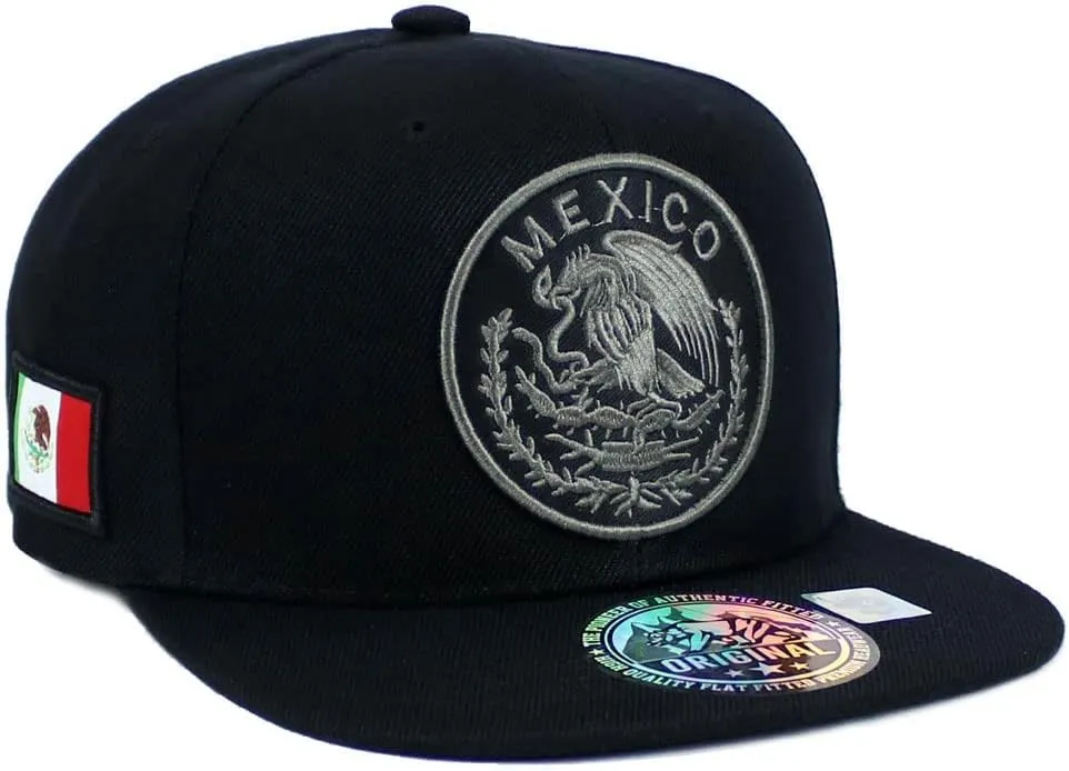 Mexican Hat Mexico Eagle Federal Logo Embroidery Snapback Flat Bill Baseball Cap
