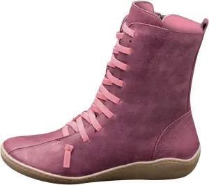 Mid Calf Boots for Women Flat Boots for Women Comfy Round Toe Lace up Flat Bottom Side Zipper Fashion Women Boots