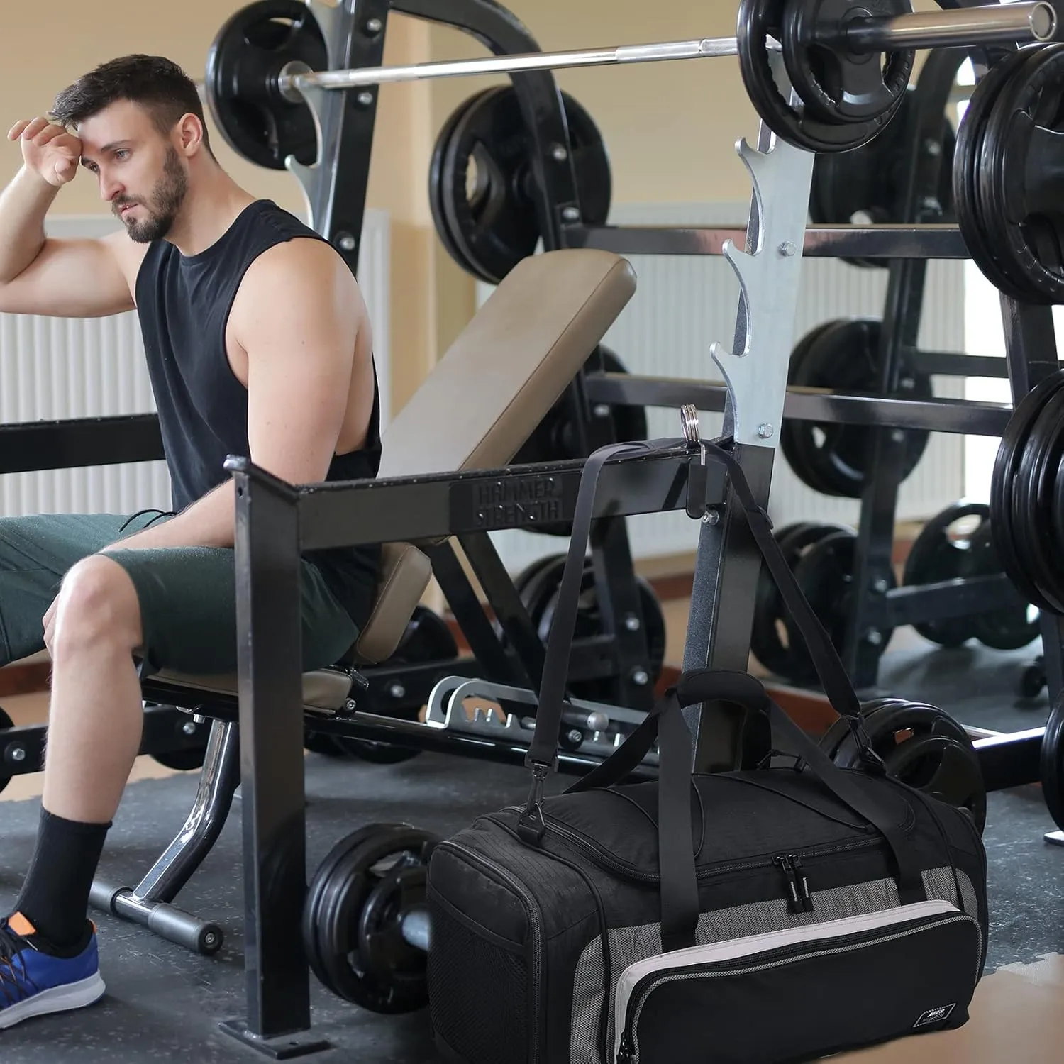 MIER Large Duffel Bag Men's Gym Bag with Shoe Compartment, 60L