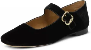 Milooey shoes Women Classic Square Toe Mary Jane Flats Comfy Ankle Strap Ballet Flats Buckled Lady Girls Dress Daily Office Shoes Size 4-16 Us