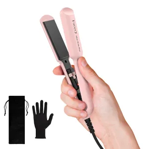 Mini Flat Iron, 1.5 Inch Wider Plate, Ceramic Mini Hair Straightener for Short to Medium Hair, Portable Hair Straightener with Dual Voltage and Storage Bag