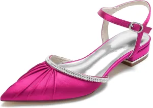 Minishion Bridal Wedding Flat Shoes Slingback Closed Toe Evening Pumps Shoes with Crystals BR189