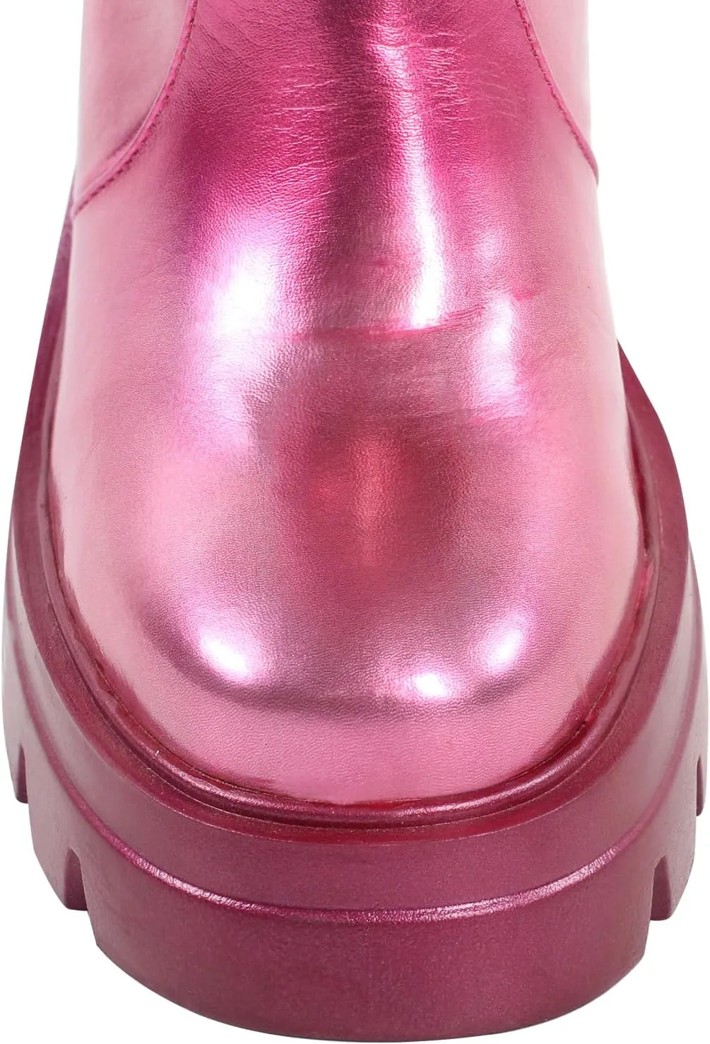 MissHeel Slouchy Metallic Platform Booties Fold Over
