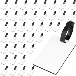 MOUYAT 40 PCS Blank Sublimation Luggage Tags, 3.8 x 2.4 Inch White Double Sided Travel Bag Tags with Straps, Practical Suitcase Labels Tags for Easy Recognize Backpack, Handbag, Suitcase
