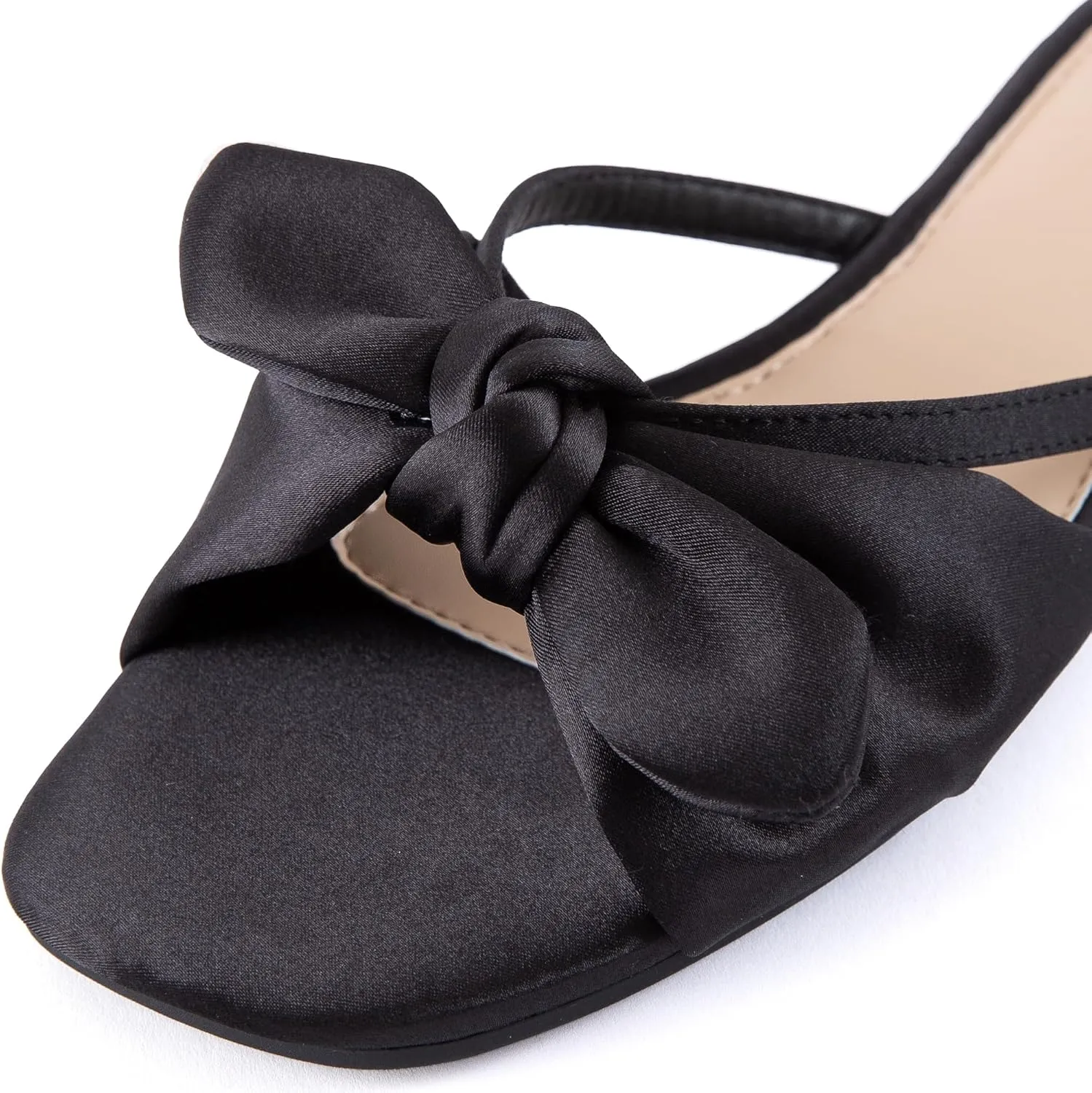 Mtzyoa Women Flat Sandals Bow Satin Ladies Summer Dressy Casual Vacation Bohemian Cute Leather Fashion Comfy Slip On Slides