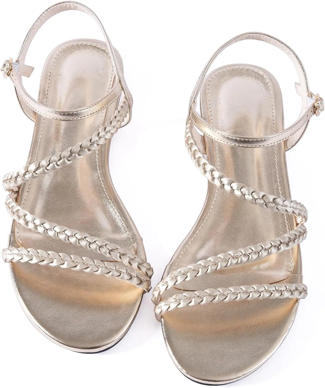 Mtzyoa Women Flat Sandals Dressy Strappy Gladiator Summer Ankle Strap Nude Open Toe Comfortable Wedding Casual Leather Ladies Party Trendy Vacation