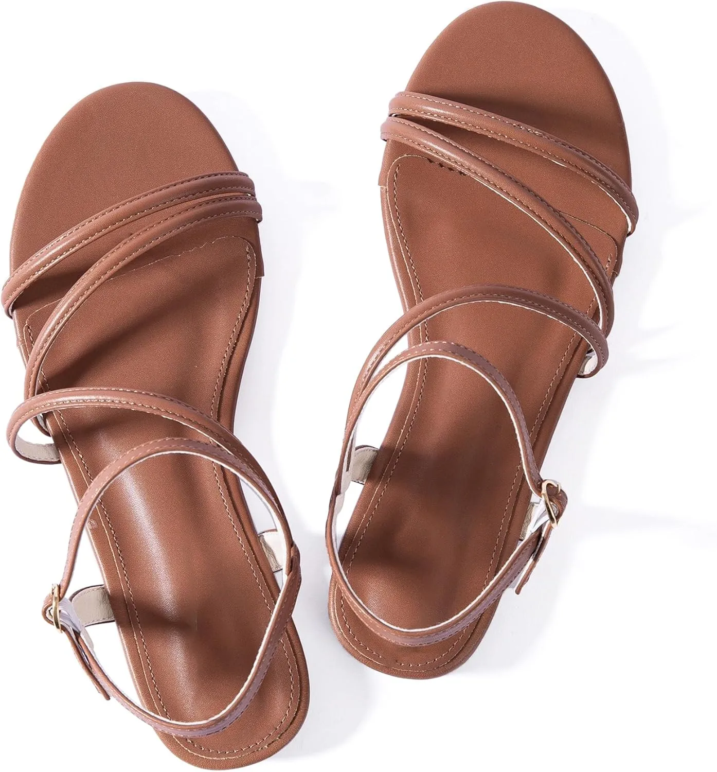 Mtzyoa Women Flat Sandals Dressy Strappy Gladiator Summer Ankle Strap Nude Open Toe Comfortable Wedding Casual Leather Ladies Party Trendy Vacation