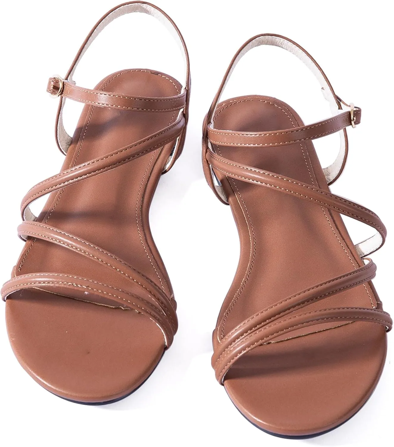 Mtzyoa Women Flat Sandals Dressy Strappy Gladiator Summer Ankle Strap Nude Open Toe Comfortable Wedding Casual Leather Ladies Party Trendy Vacation