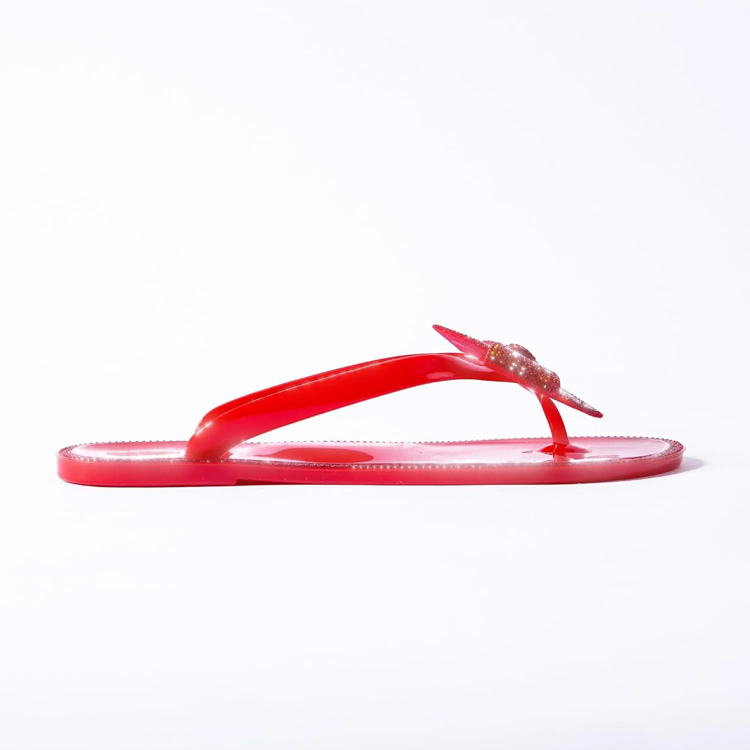 Mtzyoa Women Flip-Flops Flat Sandals Jelly Bow Beach Flat Rivets Rain Cute Dressy Summer Sandals