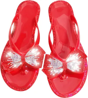 Mtzyoa Women Flip-Flops Flat Sandals Jelly Bow Beach Flat Rivets Rain Cute Dressy Summer Sandals
