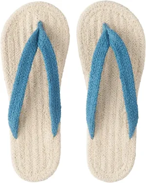 Muji Indian Cotton Blend Room Sandals XL (Ecru/Blue)