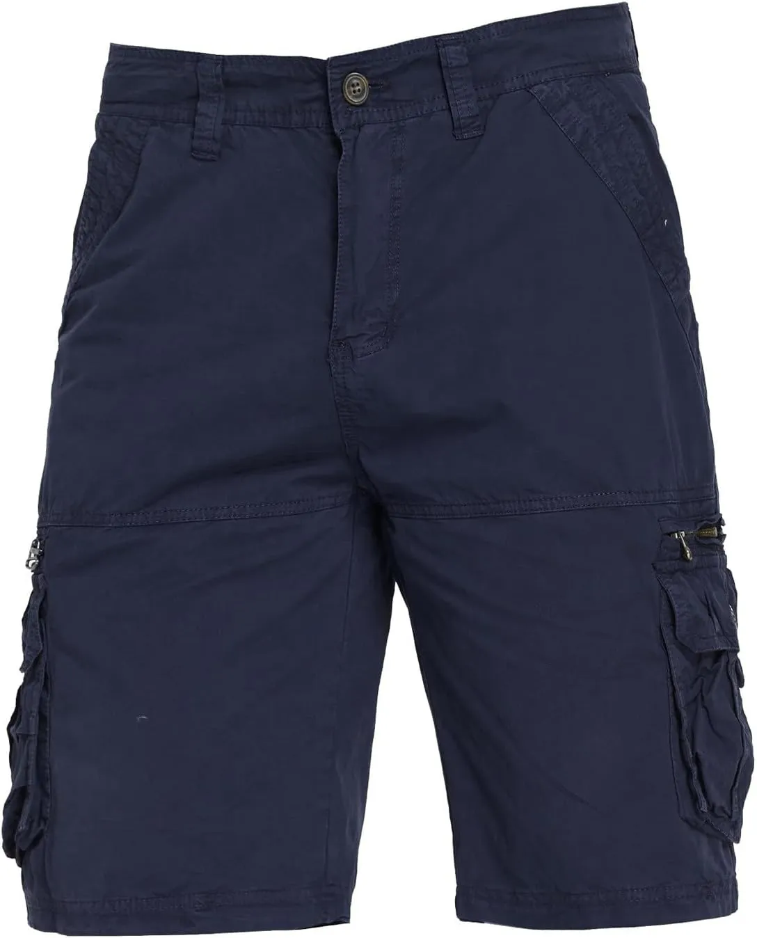Muscularfit Mens Cotton Shorts Flat-Front Cotton Multi Pockets Cargo Short Solid Buckle Zipper Fashion Utility Tooling Shorts