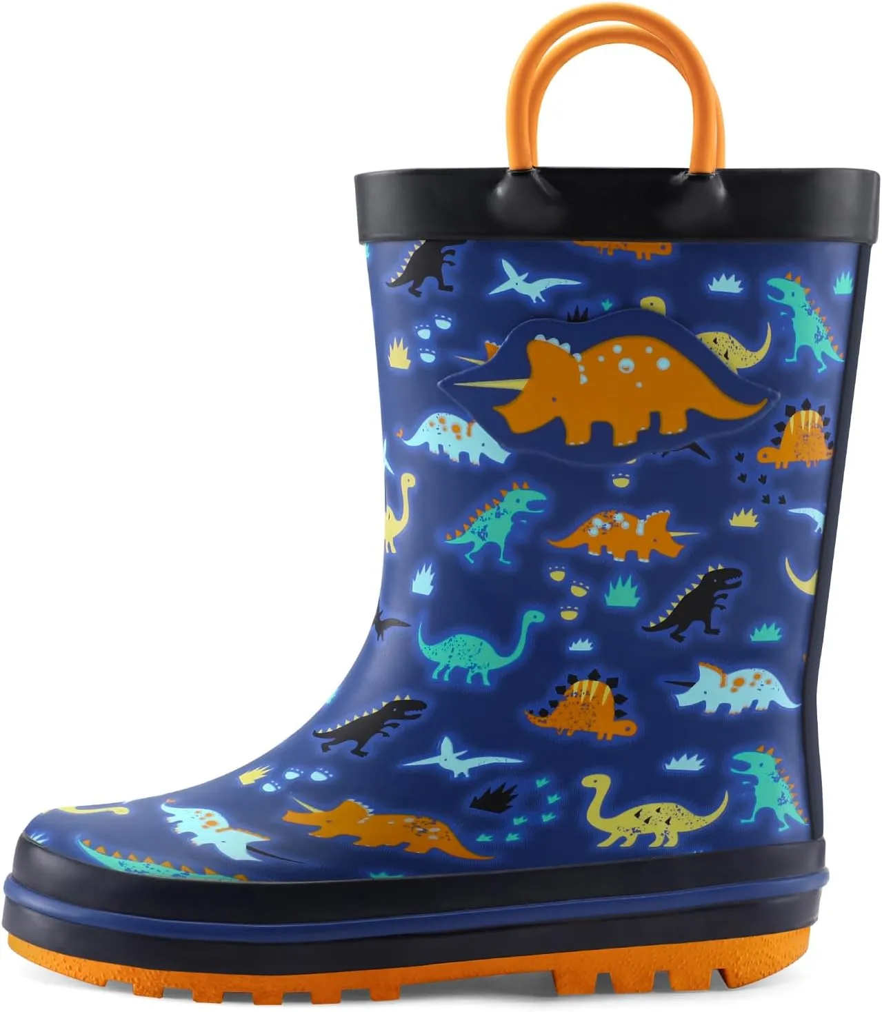 mysoft Kids Rain Boots for Girls Boys Toddler Waterproof Rubber Cute Printed with Easy-On Handles